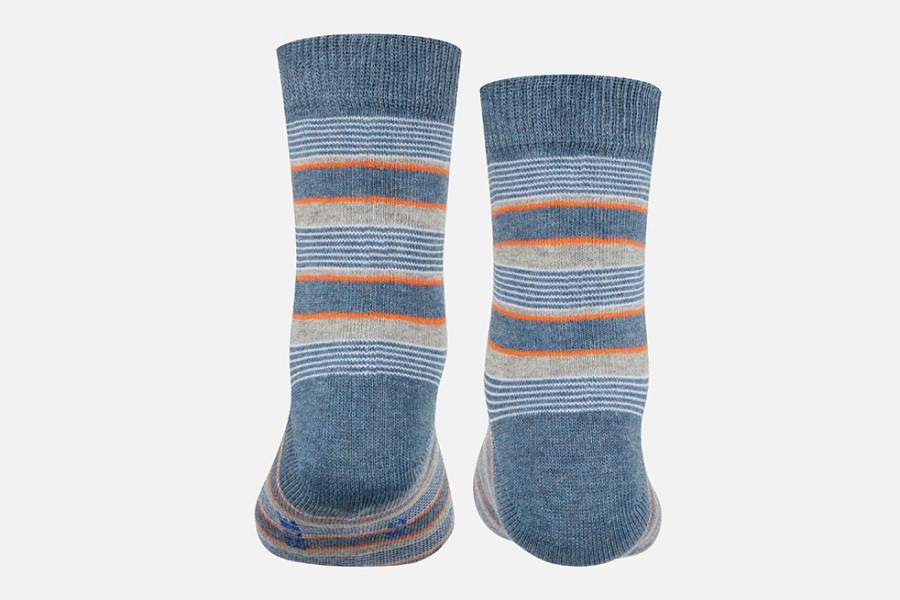 Girls Falke | Falke - Stripe Mixed Light Denim Socks On Labotte