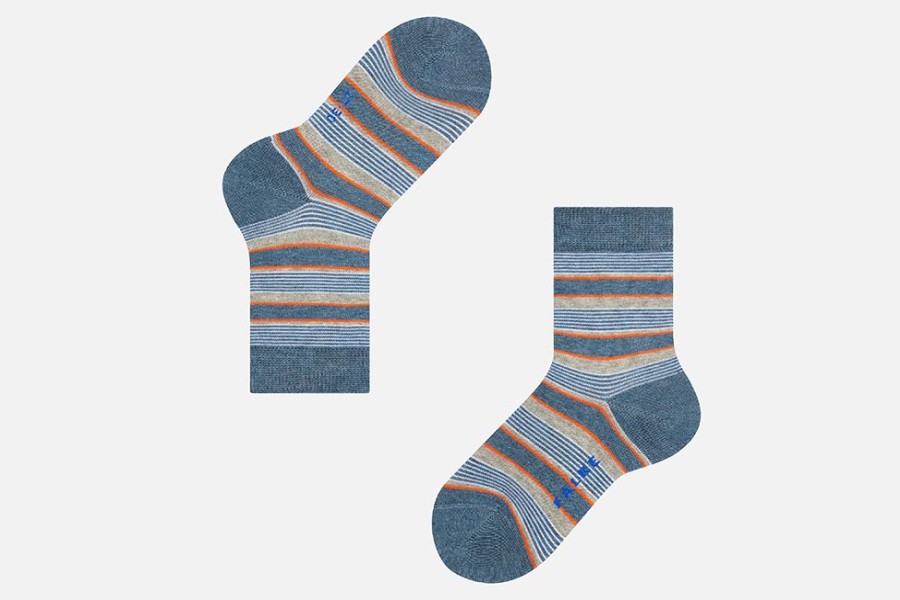 Girls Falke | Falke - Stripe Mixed Light Denim Socks On Labotte
