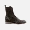 Women Xsa | Xsa - Epsilon Choco Vintage Lace-Up Boots On Labotte