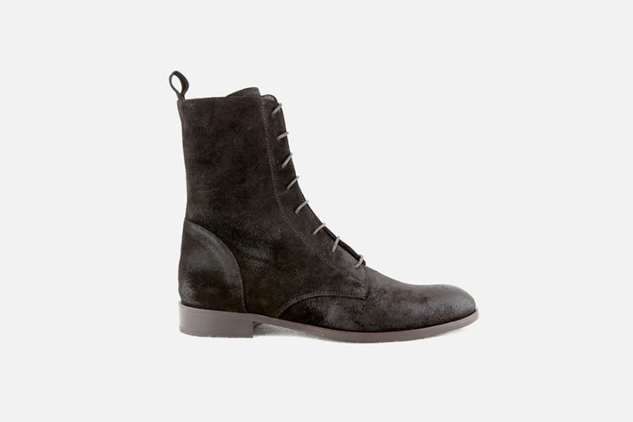 Women Xsa | Xsa - Epsilon Choco Vintage Lace-Up Boots On Labotte