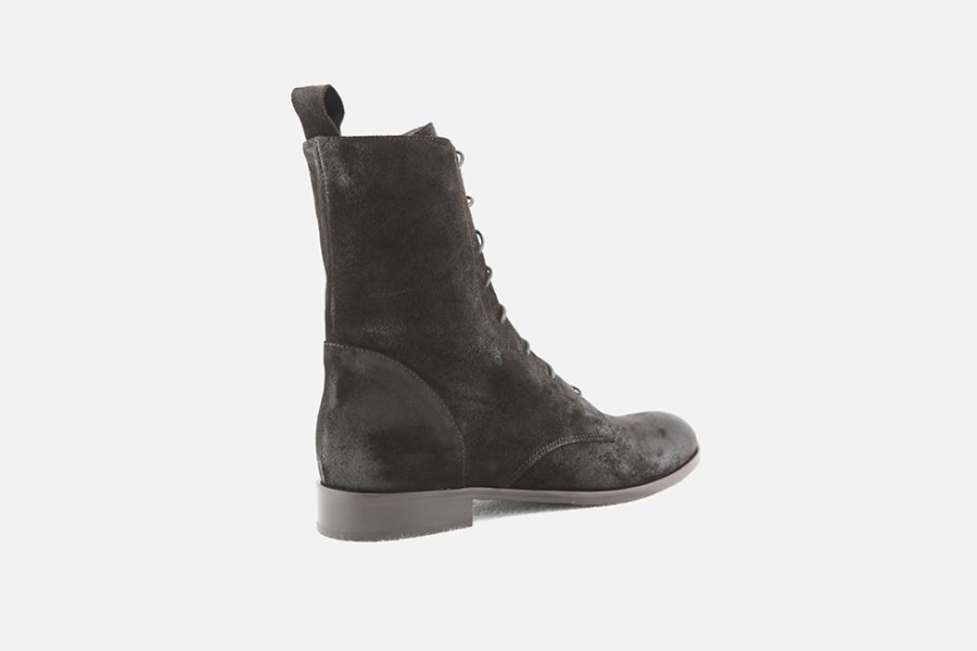 Women Xsa | Xsa - Epsilon Choco Vintage Lace-Up Boots On Labotte