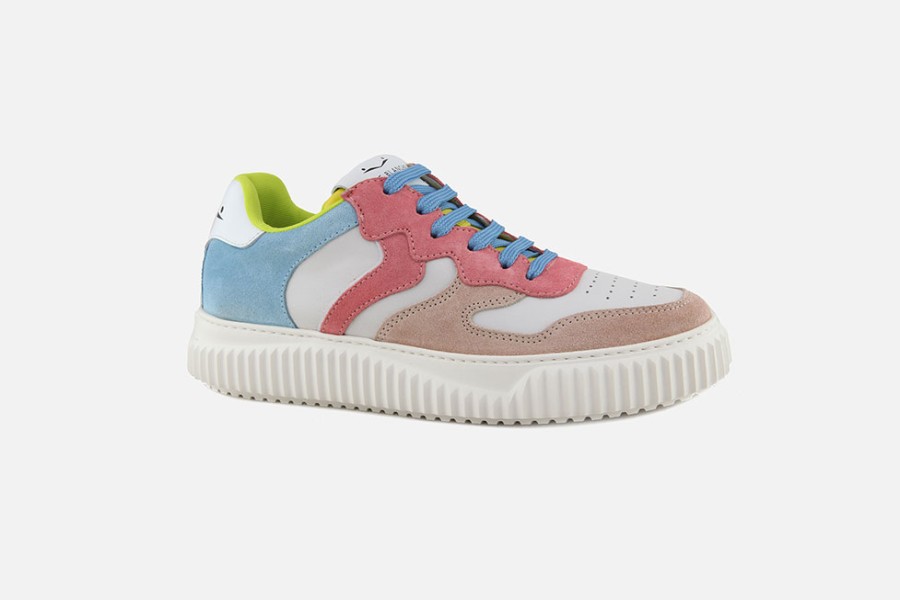 Women Voile Blanche | Voile Blanche - Laura White Pink Sky Sneakers On Labotte