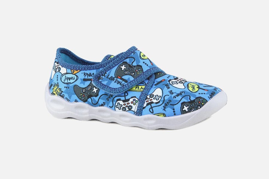 Boys Superfit | Superfit - Trafic Bleu Multi Low Slippers On Labotte
