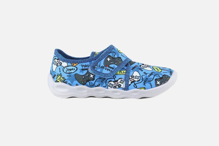 Boys Superfit | Superfit - Trafic Bleu Multi Low Slippers On Labotte