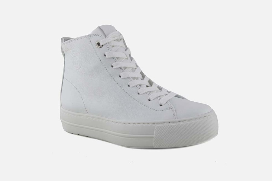 Women Paul Green | Paul Green - Platinum Blanc Lace-Up Boots On Labotte
