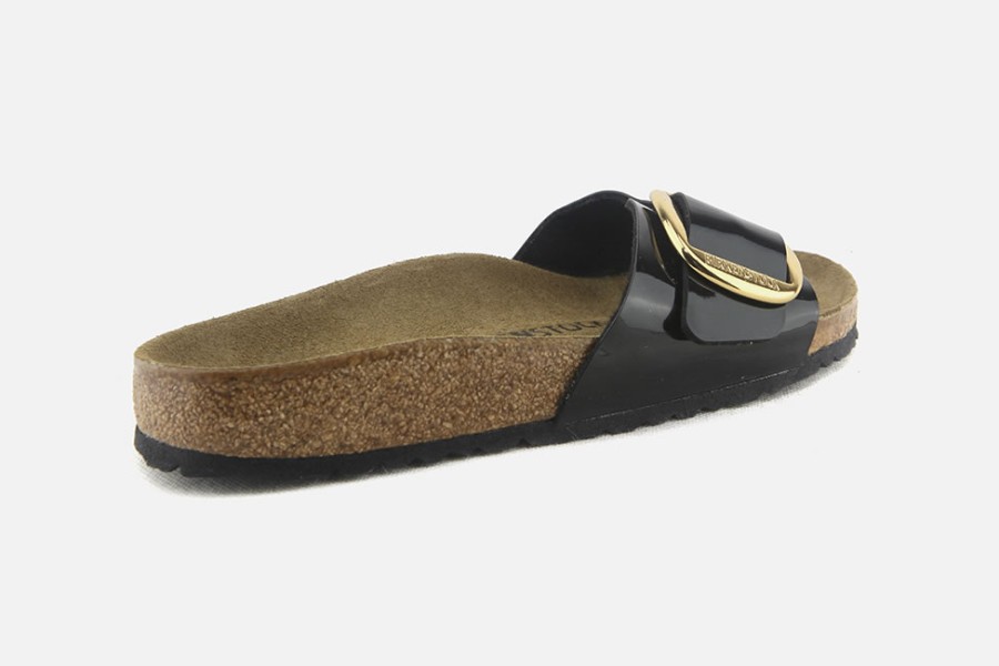 Women Birkenstock | Birkenstock - Madrid Big Buckle Vernis Noir Sandals On Labotte