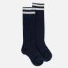 Girls Doré Doré | Dore Dore - Anguille 513570 E Marine Fonce Knee High Socks On Labotte