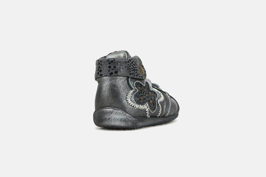 Girls Little Mary | Little Mary - Lastuce Anthracite Lace-Up Boots On Labotte