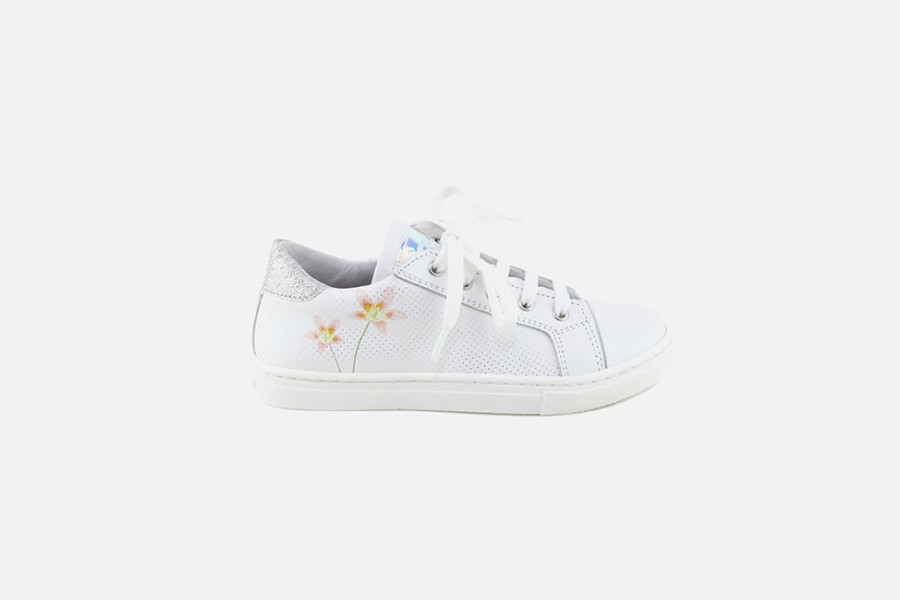 Girls Romagnoli | Romagnoli - Lina Blanc Iris Lace-Up Shoes On Labotte