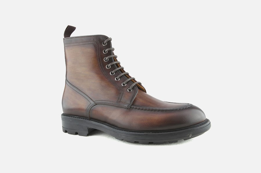 Men Magnanni | Magnanni - Ridgeland Brown Antic Lace-Up Boots On Labotte
