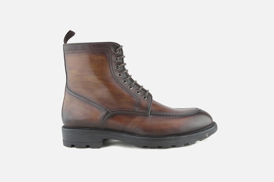Men Magnanni | Magnanni - Ridgeland Brown Antic Lace-Up Boots On Labotte