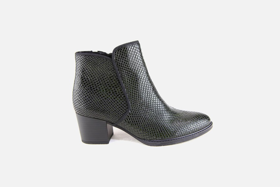 Women Gabor | Gabor - Horn Vert Print Ankle Boots On Labotte