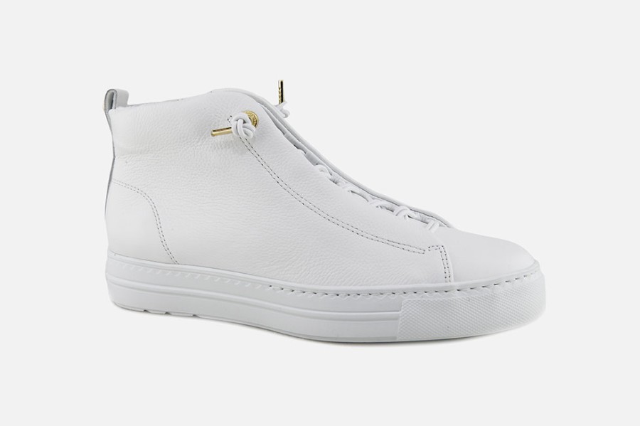 Women Paul Green | Paul Green - Percy Mid White Lace-Up Boots On Labotte
