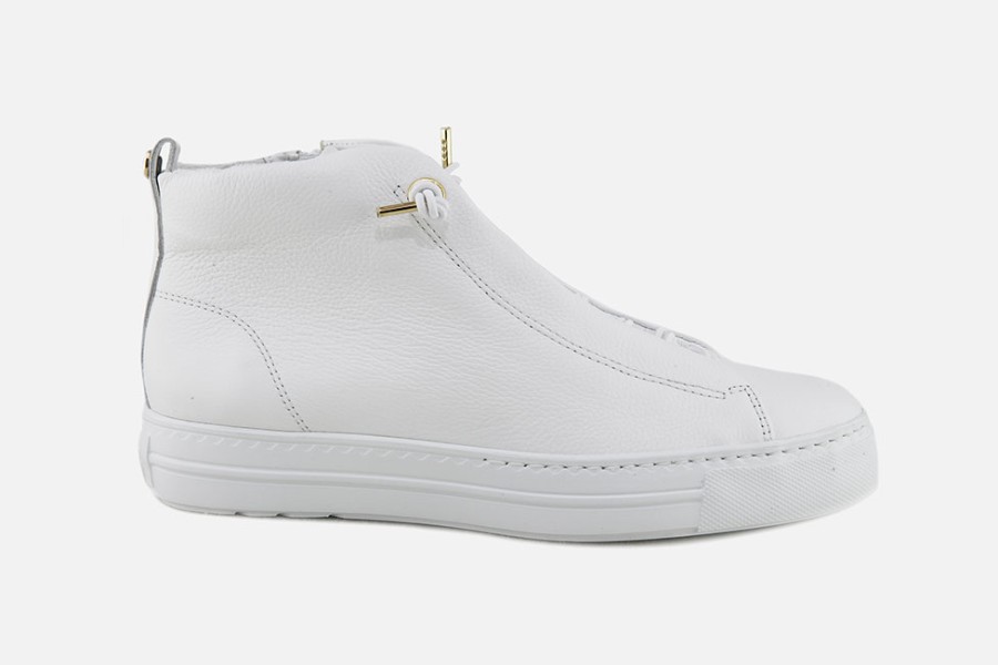 Women Paul Green | Paul Green - Percy Mid White Lace-Up Boots On Labotte