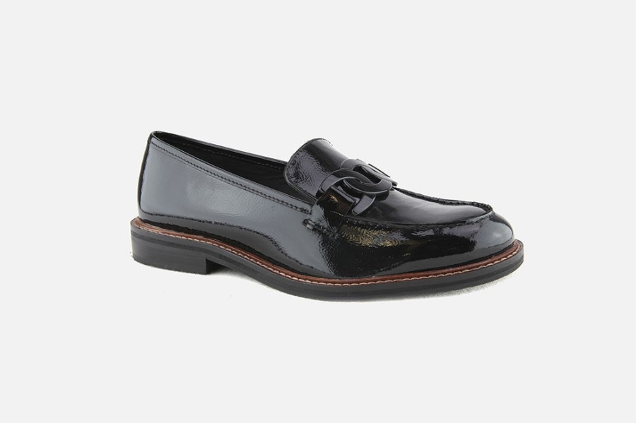 Women Ara | Ara - Kent Moc Lack Black Loafers On Labotte