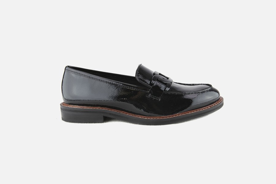 Women Ara | Ara - Kent Moc Lack Black Loafers On Labotte