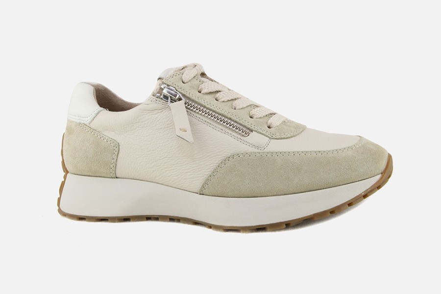 Women Paul Green | Paul Green - Pasco Zip Beige Sneakers On Labotte