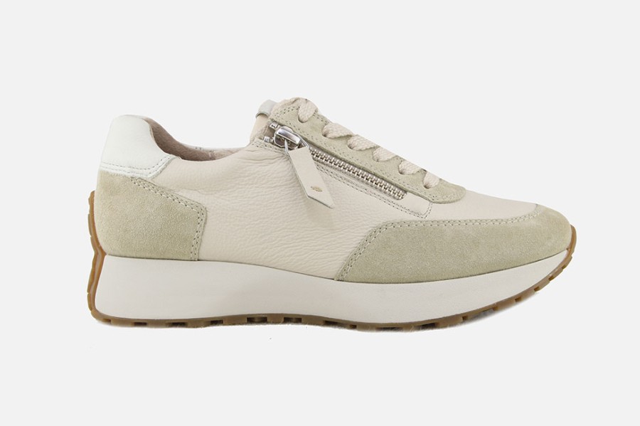 Women Paul Green | Paul Green - Pasco Zip Beige Sneakers On Labotte