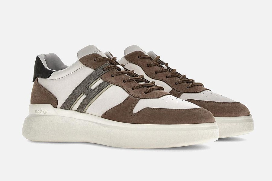 Men Hogan | Hogan - Hogan H580 Brown White Grey Sneakers On Labotte