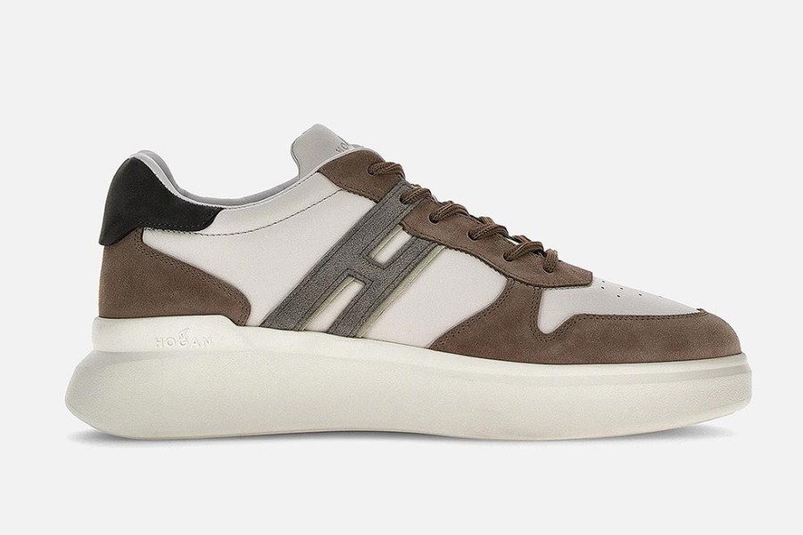 Men Hogan | Hogan - Hogan H580 Brown White Grey Sneakers On Labotte