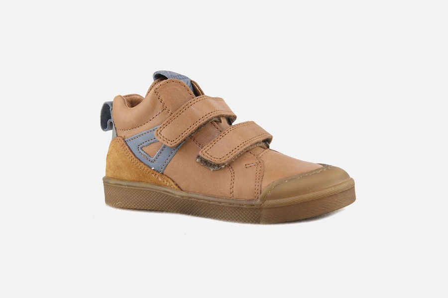 Boys Froddo | Froddo - Julius Cognac Blue Velcro Shoes On Labotte