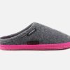 Women Giesswein | Giesswein - Woolpops Grey Fuxia Low Slippers On Labotte