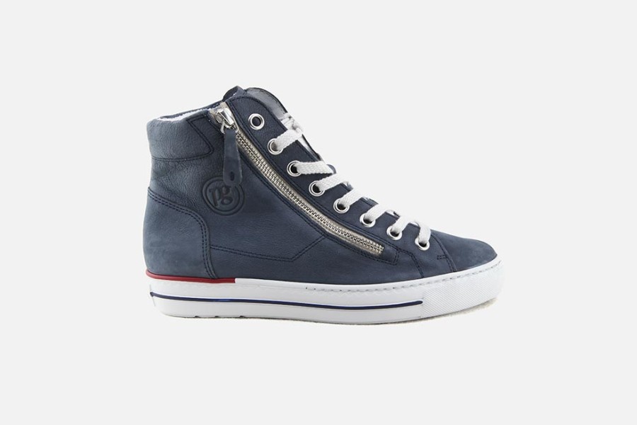 Women Paul Green | Paul Green - Pop Bleu Lace-Up Boots On Labotte