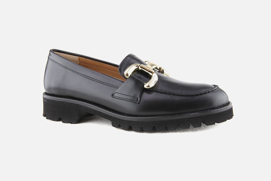 Women Jhay | Jhay - Vedette Lisse Noir Loafers On Labotte