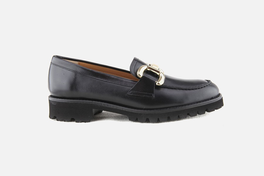 Women Jhay | Jhay - Vedette Lisse Noir Loafers On Labotte