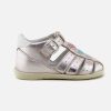 Girls Romagnoli | Romagnoli - Amina Pink Metalic Sandals On Labotte