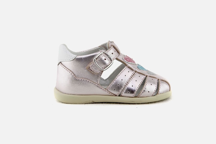 Girls Romagnoli | Romagnoli - Amina Pink Metalic Sandals On Labotte