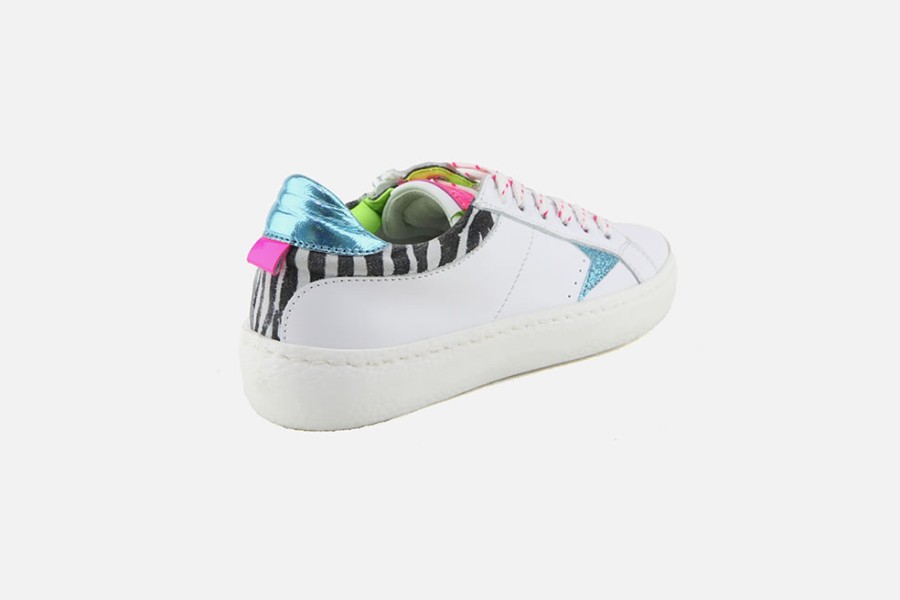 Girls Romagnoli | Romagnoli - Chloe Blanc Zebra Lace-Up Shoes On Labotte