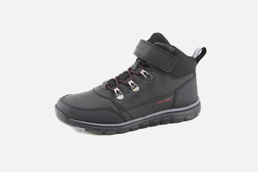 Boys Geox | Geox - Xunday All Black Velcro Shoes On Labotte