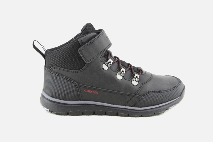 Boys Geox | Geox - Xunday All Black Velcro Shoes On Labotte