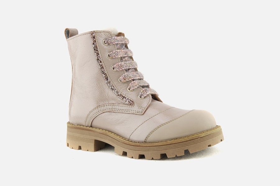 Girls Romagnoli | Romagnoli - Celia Lack Blush Lace-Up Boots On Labotte