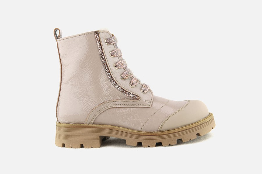 Girls Romagnoli | Romagnoli - Celia Lack Blush Lace-Up Boots On Labotte