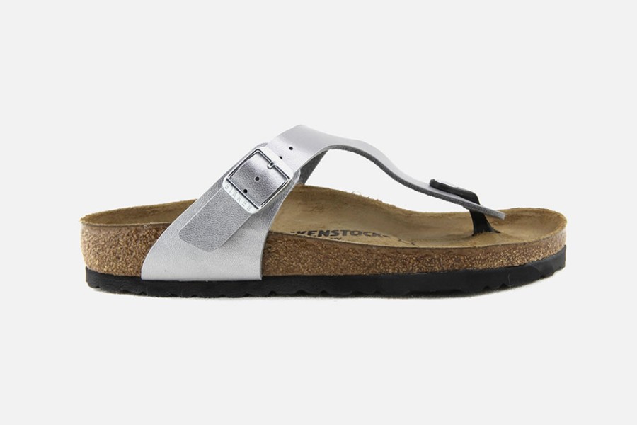 Women Birkenstock | Birkenstock - Gizeh Argent Sandals On Labotte
