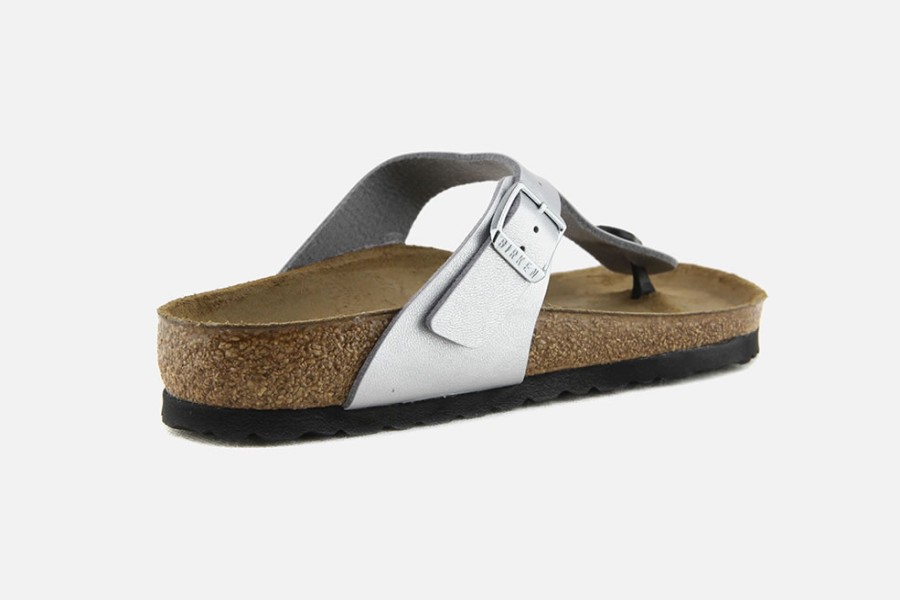 Women Birkenstock | Birkenstock - Gizeh Argent Sandals On Labotte