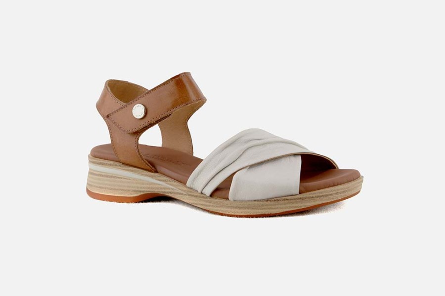 Women Paula Urban | Paula Urban - Nerina Blanc Marron Sandals On Labotte