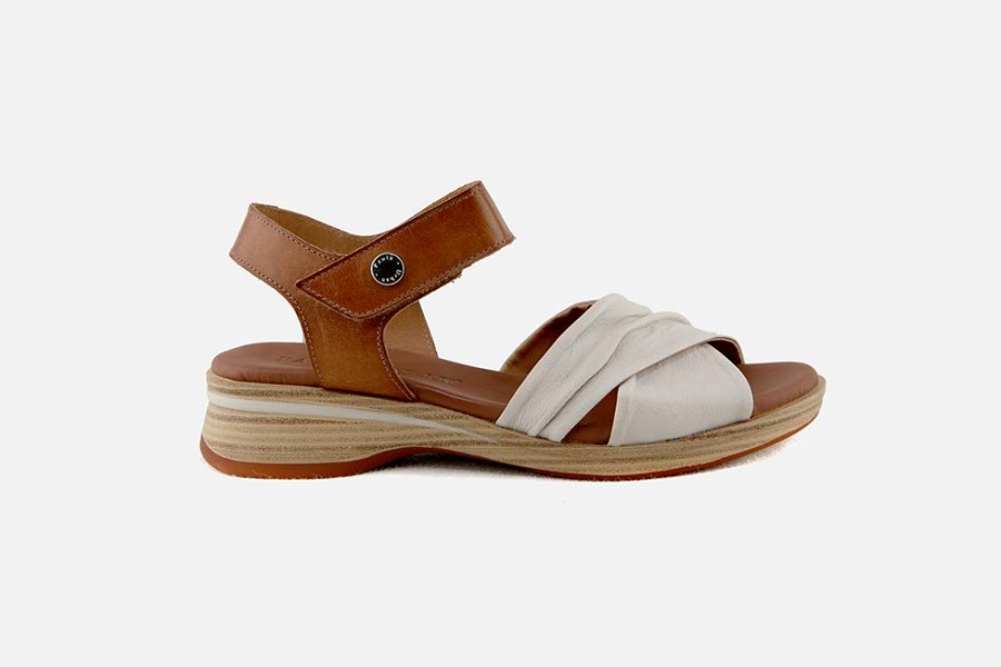 Women Paula Urban | Paula Urban - Nerina Blanc Marron Sandals On Labotte