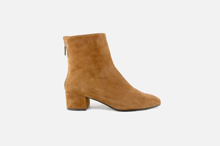 Women Le Gazzelle | Le Gazzelle - Lutece Daim Cognac Ankle Boots On Labotte