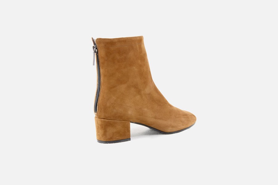 Women Le Gazzelle | Le Gazzelle - Lutece Daim Cognac Ankle Boots On Labotte