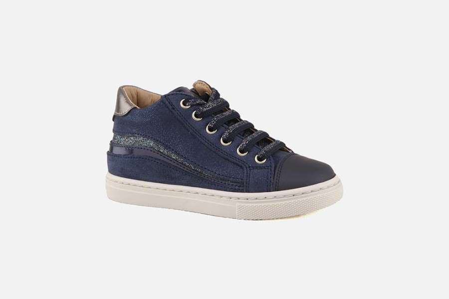 Girls Romagnoli | Romagnoli - Annarosa Blue Glitter Lace-Up Boots On Labotte