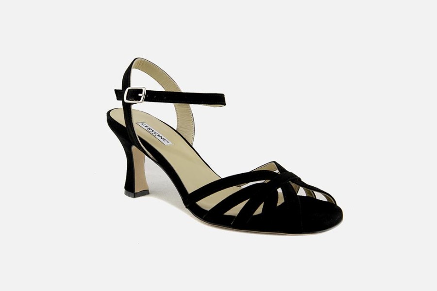 Women Cervone | Cervone - Cinema Daim Noir Sandals On Labotte