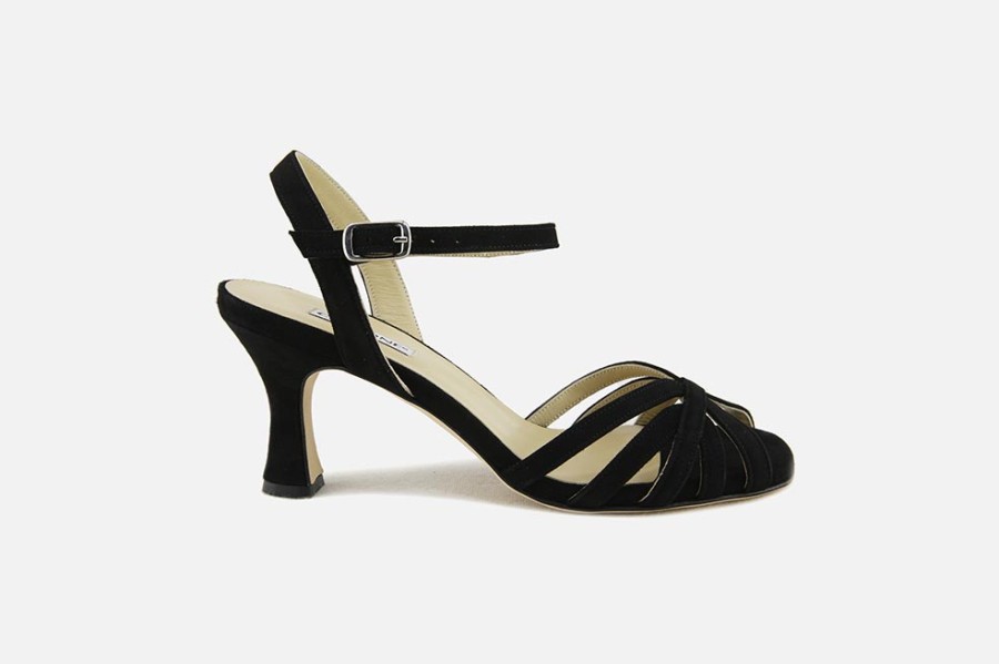 Women Cervone | Cervone - Cinema Daim Noir Sandals On Labotte