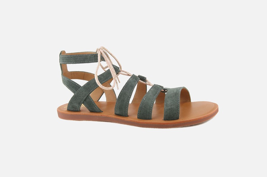 Girls Pom d'Api | Pom D'Api - Plagette Guily Strap Vert Sandals On Labotte
