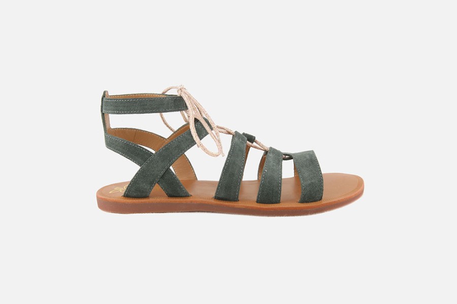Girls Pom d'Api | Pom D'Api - Plagette Guily Strap Vert Sandals On Labotte