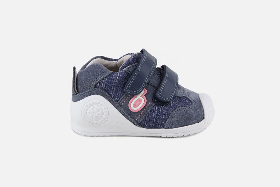 Girls Biomecanics | Biomecanics - Milla Bleu Glitter Velcro Shoes On Labotte