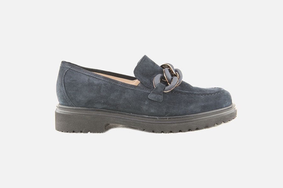 Women Gabor | Gabor - Nuance Daim Bleu Loafers On Labotte