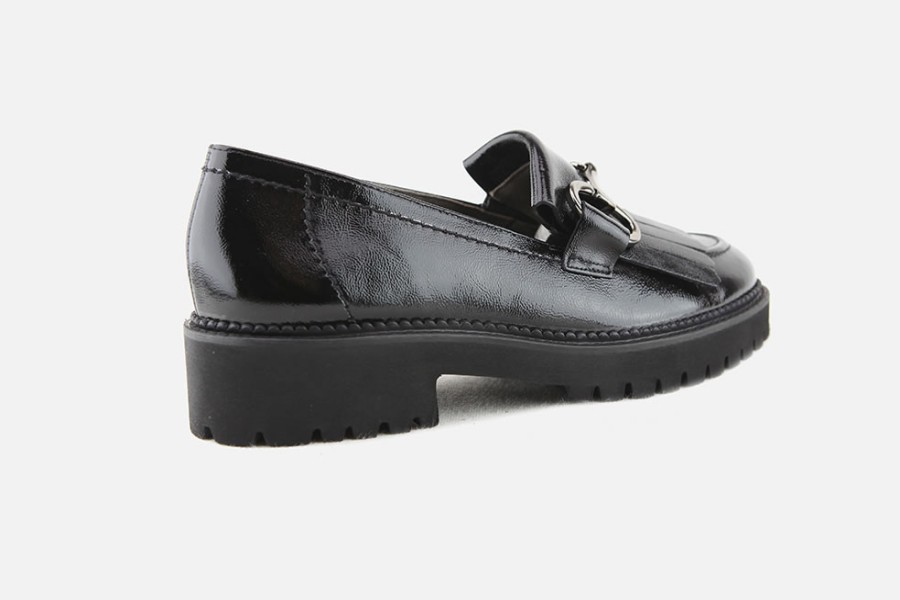 Women Paul Green | Paul Green - Paradoxe Lack Black Loafers On Labotte